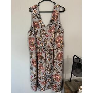 NWT CJ Banks Light Blue Floral Sleeveless Dress Plus Size 3X Elastic Fit Waist